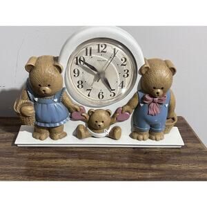 Burwood Bear Family Vintage Mantle Clock 1987 Made in USA